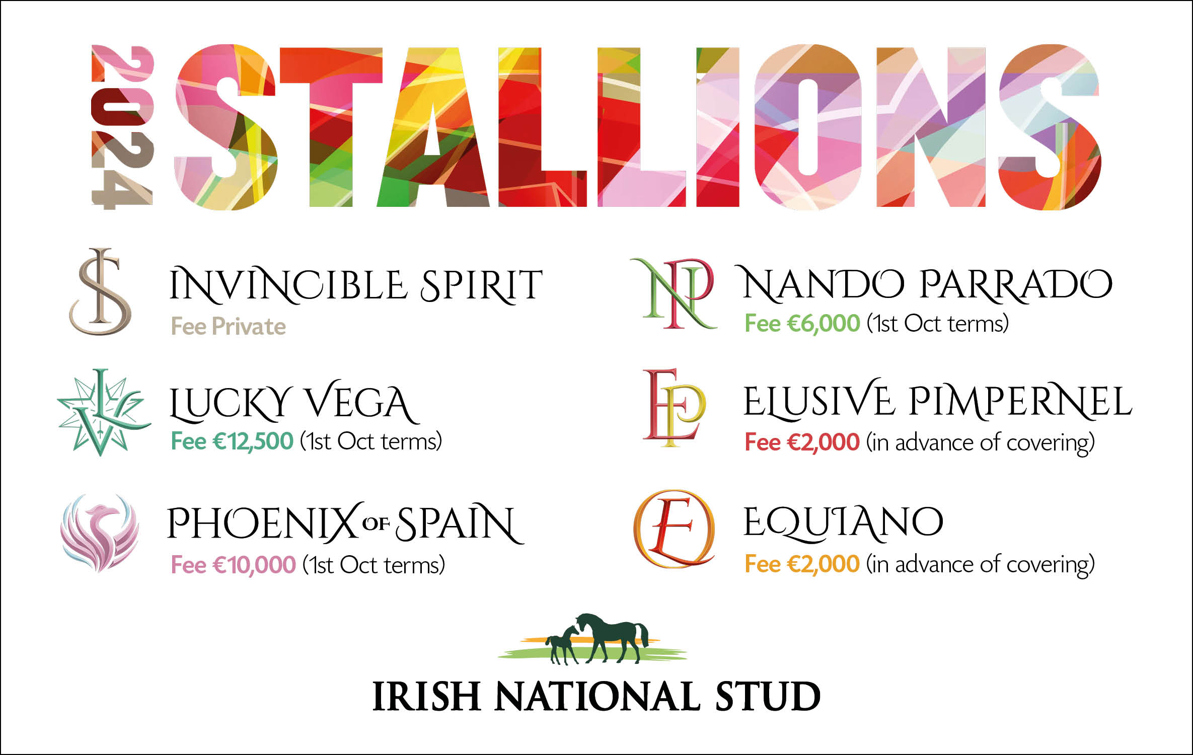 Stallion Fees 2024 Irish National Stud & Gardens